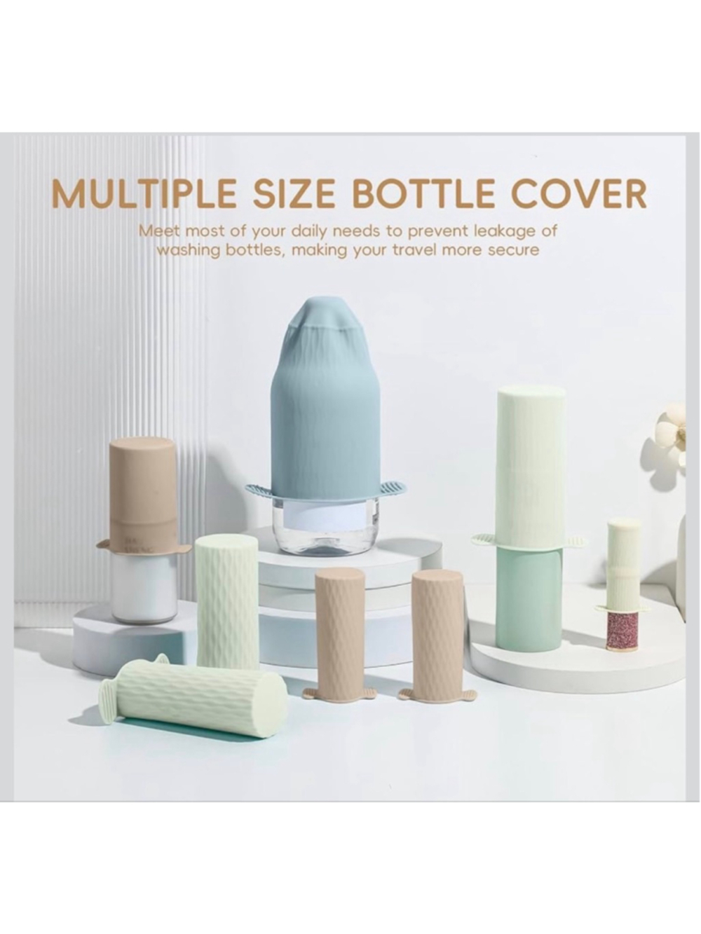 NEW Bottle Covers Leak Proof Elastic Sleeves Travel Size 8 PCs - Picture 2 of 8
